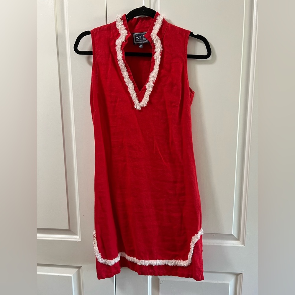 Sail to Stable Red Linen Dress, size XS